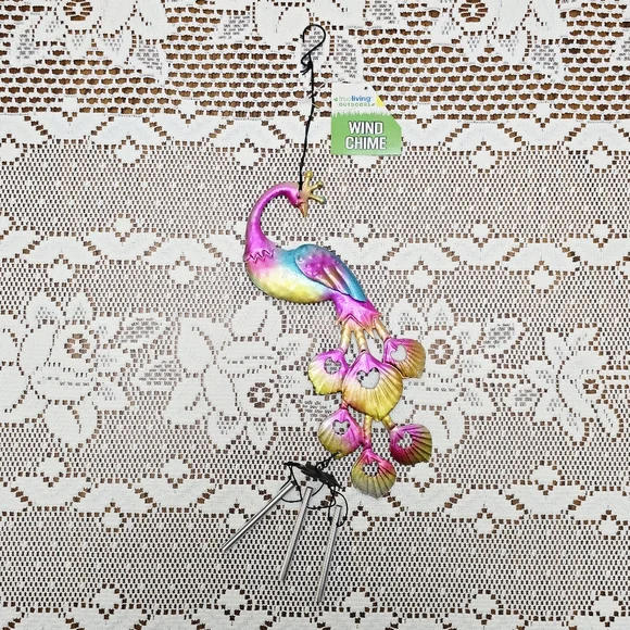 NWT Peacock Wind Chime Rustic Metal Garden Patio Outdoor Yard Home Decor Bells - Picture 13 of 13